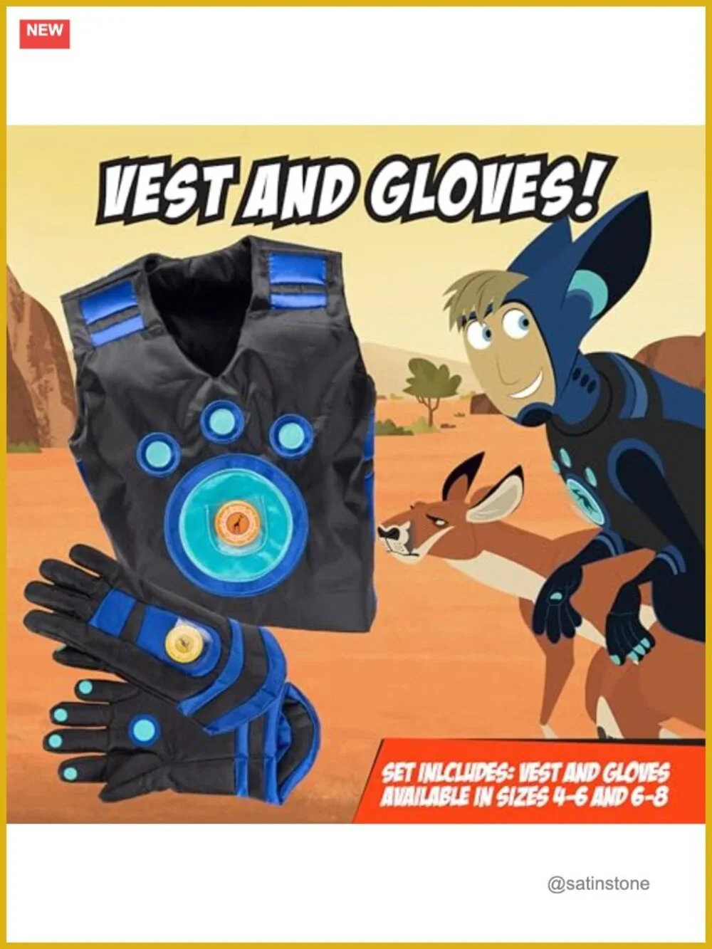 Wild Kratts Creature Power Suit Martin Large 6-8X Vest Gloves 2 Discs Halloween